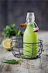 Nettle lemonade in a bottle