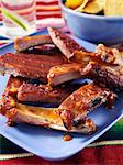 A plate of barbecued pork spare ribs editorial food