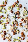 Sprouts, almonds, walnuts, cashews, pistachios, sesame and hemp seeds