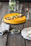 Chocolate and pumking cheesecake with toasted almonds