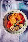 Roasted sweet potatoes and vegetables on a plate