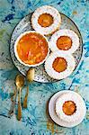 Orange marmalade biscuits with icing sugar