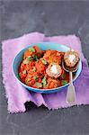 Pork and beef meatballs with feta in tomato sauce