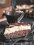 Brownie with mascarpone-peanut butter topping