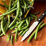 Green beans on cutting board