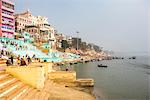 Ghats on the River Ganges banks, Varanasi, Uttar Pradesh, India, Asia