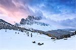 Odle group from Malga Caseril during sunrise, Funes Valley, Sudtirol (South Tyrol), Dolomites, Italy, Europe