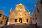 The Catedral de Rabat at night in the ancient citadel of Victoria (Rabat) in the heart of Gozo, Malta, Mediterranean, Europe