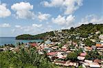 The small town of Canaries, with Canaries Bay beyond, St. Lucia, Windward Islands, West Indies Caribbean, Central America