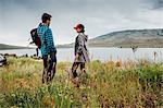 Couple standing beside Dillon Reservoir, Silverthorne, Colorado, USA