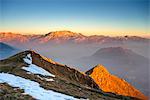 Mount Resegone at sunset seen from Monte Rai, Prealpi Lariane, Lecco, Lombardy, Alps, Italy, Europe