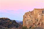 Detail of houses of Pitigliano during sunrise. Pitigliano, Grosseto province, Tuscany, Italy.