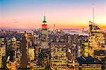 Empire State Building and the Freedom Tower as seen from Top of the Rock Observation, New York City, USA