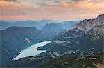 Lake Molveno, Brenta dolomites, Trento district, Adamello Brenta natural park, Trentino Alto-Adige, Italy View from Piz Galin towards lake Molveno