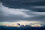 Incoming storm on Monte Amaro in Maiella with Gran Sasso in background, Maiella, L'Aquila Province, Italy, Europe