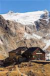 Rifugio Pio XI (Weisskugelhuette) at the foot of Palla Bianca glacier, Vallelunga, province of Bolzano, South Tyrol, Italy