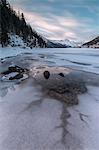 Piz Da La Margna seen from the frozen Lake Champfer, Silvaplana, Maloja Region, canton of Graubunden, Engadin, Switzerland