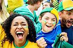 Brazilian football fans watching football match