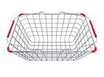 Metal shopping basket side view 3D render illustration isolated on white background