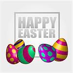 Happy Easter background with realistic decorated eggs. Greeting card trendy design. Invitation template Vector illustration for you poster or flyer.