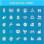 Vector material design ecological icons collection on blue