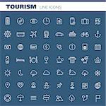 Trendy big tourism and travel icons collection