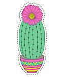 Hand drawn cactus on white background.Sticker for laptop sleeves,skins,cases,wallets etc. Vector illustration.