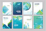 Set of blue cover annual report, brochure, design templates. Use for business magazine, flyer, presentation, portfolio, poster, corporate background.