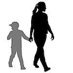 Silhouette of happy family on a white background.