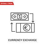 Currency exchange Icon. Thin Line Vector Illustration - Adjust stroke weight - Expand to any Size - Easy Change Colour - Editable Stroke - Pixel Perfect