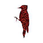 Woodpecker bird spiral pattern color silhouette animal. Vector Illustrator.
