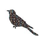 Cuckoo bird spiral pattern color silhouette animal. Vector Illustrator.