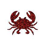 Crab spiral pattern color silhouette aquatic animal. Vector Illustrator.
