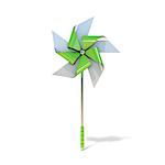 Pinwheel toy, five sided. 3D render illustration isolated on white background