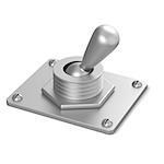 Metal toggle switch. 3D render illustration isolated on white background