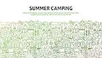 Summer Camping Concept. Vector Illustration of Line Website Design. Banner Template.