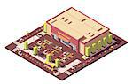 Vector isometric low poly supermarket or grocery store building