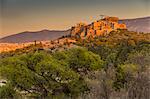 View of The Acropolis, UNESCO World Heritage Site, at sunset from Filopappou Hill, Athens, Greece, Europe