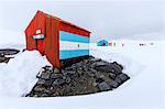 Expedition visit, British Historic Monument Damoy Hut and Bahia Dorian Argentine Refuge, Dorian Bay, Wiencke Island, Antarctica, Polar Regions