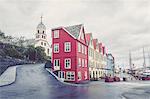 Cathedral and typical houses in the city centre of Torshavn, Streymoy Island, Faroe Islands, Denmark, Europe