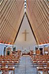 Cardboard Cathedral, the post-earthquake temporary replacement to the city's Gothic-revival cathedral opened in 2012, Christchurch, Canterbury, South Island, New Zealand, Pacific