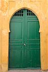 Green door to Mosque, Medina, UNESCO World Heritage Site, Essaouira, Morocco, North Africa, Africa