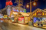 Christmas Market, Carousel and City Council Building on Old Market Square at dusk, Nottingham, Nottinghamshire, England, United Kingdom, Europe