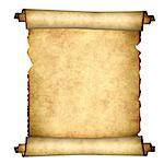 Old parchment. Isolated on white background. Copy space for your text. Mock up template. 3d render