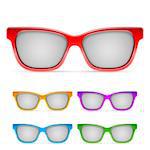 Summer color framed sunglasses isolated on white background