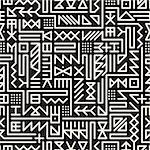 Vector Seamless Black And White Rounded Line Geometric Hipster Signs Pattern Abstract Background