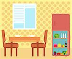 colorful cozy kitchen room interior. kitchen furniture on cuisine room interior