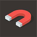Magnet on Brown Background. Isometric Vector Illustration.