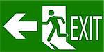 Green sign of an emergency or fire exit indicating the direction of movement. Vector illustration.