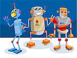 Cartoon Illustration of Funny Robot Fantasy Characters